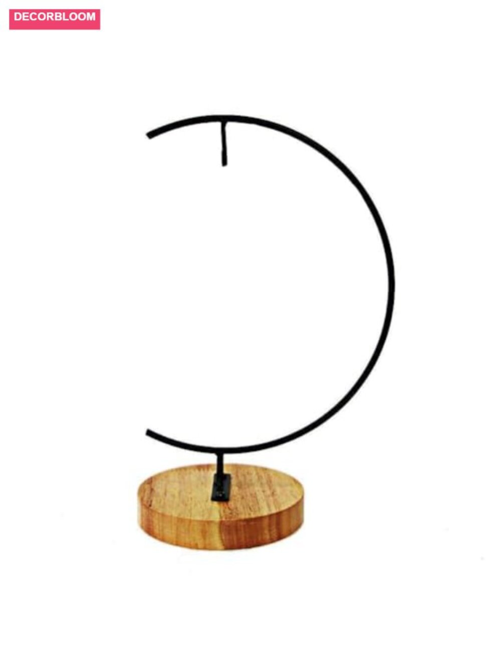 11in Ornament Display Stand Wood Base Iron Hook Tabletop Holder
